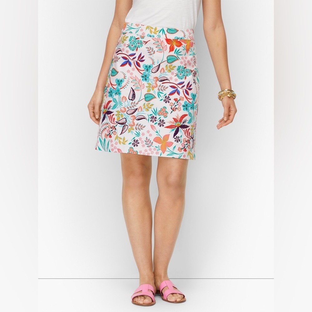 New Talbots Skirt Tropical Lush Floral Canvas A Line Resort Vacation Summer 2